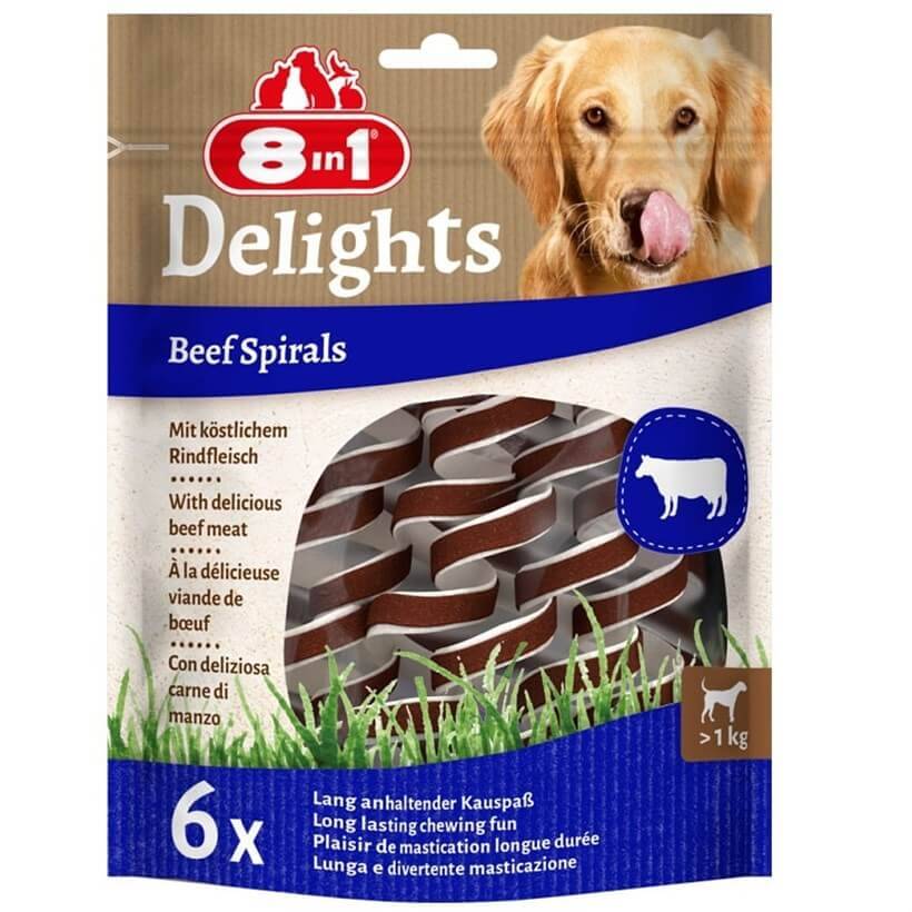 8in1 Delights Beef Spirals Biftekli Burgu Köpek Ödülü 6'lı 60 Gr