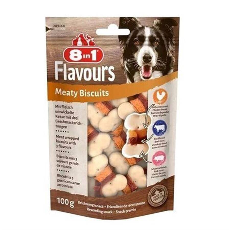 8in1 Flavours Meaty Biscuits Kıtır Köpek Ödülü 100 Gr