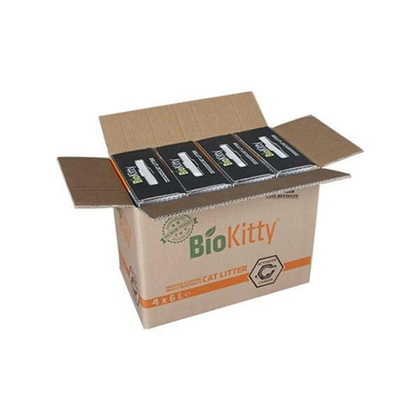 Biokitty Aktif Karbonlu İnce Taneli Kedi Kumu 6 LT x 4 Adet