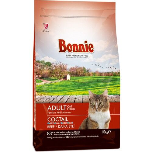 ​Bonnie Renkli Taneli Biftekli Kedi Maması 1,5 Kg