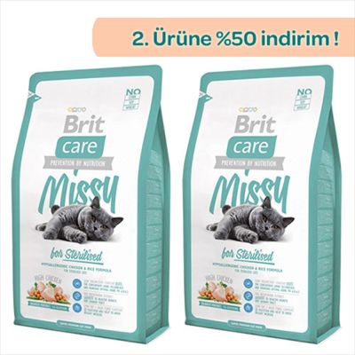 Brit Care Missy HypoAllergenic Tavuk ve Pirinçli Kısır Kedi Maması 7 KG + 7 KG