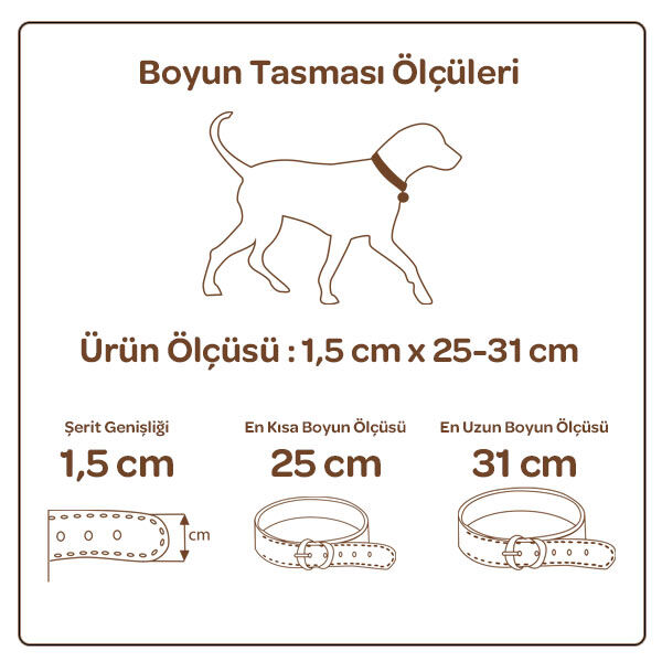 Doggie Dokuma Softlu Sade Köpek Boyun Tasması (1,5cm x 25-31cm -DSBT-1510 M)