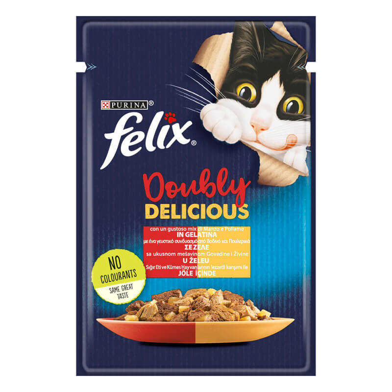 Felix Çifte Lezzet Sığır Etli ve Tavuklu Yaş Kedi Maması 85 Gr Kedi Yaş