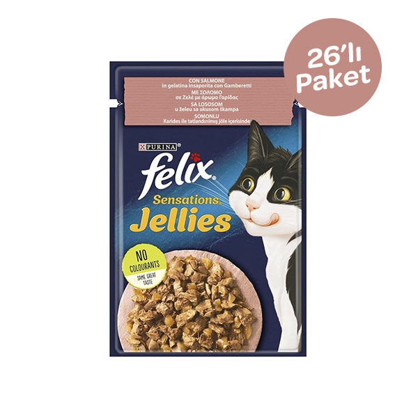 Felix Sensations Somon& Karidesli Yaş Kedi Maması 85 gr x 26