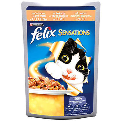 Felix Sensations Somonlu ve Karidesli Yaş Kedi Maması 100 GR