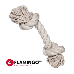 Flamingo İki Düğümlü İp Köpek Oyuncağı XXL Bej 45 cm - Thumbnail