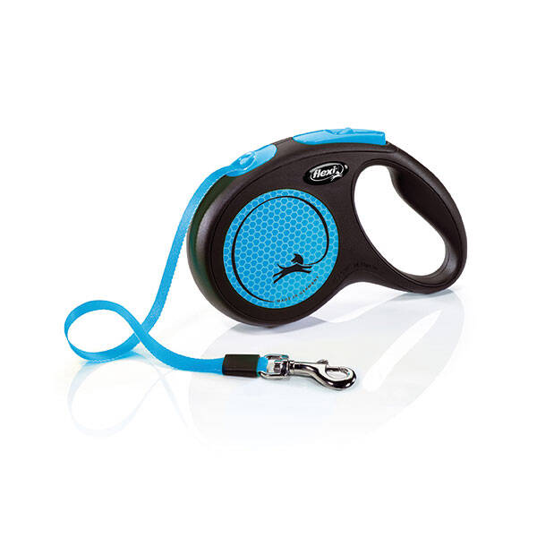 Flexi Neon Otomatik Şerit Köpek Tasması 25 KG - 5M Medium Mavi