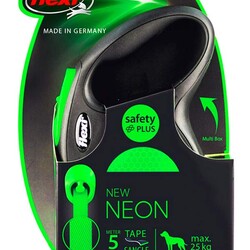 Flexi Neon Otomatik Şerit Köpek Tasması 50 KG - 5M Large Yeşil - Thumbnail
