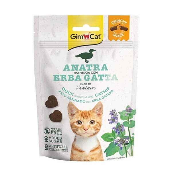 Gimcat Crunchy Snacks Ördek ve Kedi Otlu Tahılsız Kedi Ödülü 50 gr