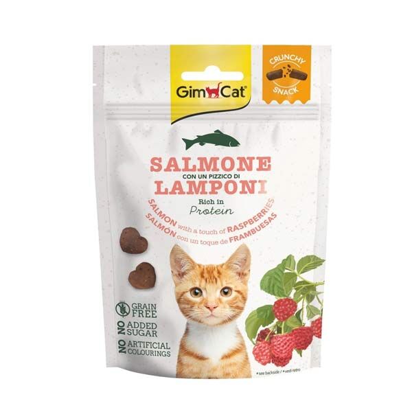 Gimcat Crunchy Snacks Somon ve Ahududulu Tahılsız Kedi Ödülü 50 gr
