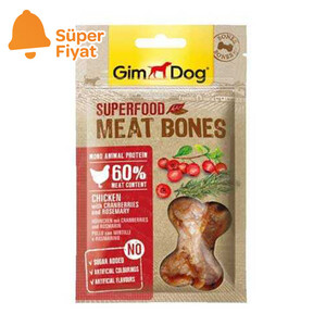 Gimdog MeatBones Tavuk Kızılcıklı ve Biberiyeli Köpek Ödül Maması 70gr - Thumbnail