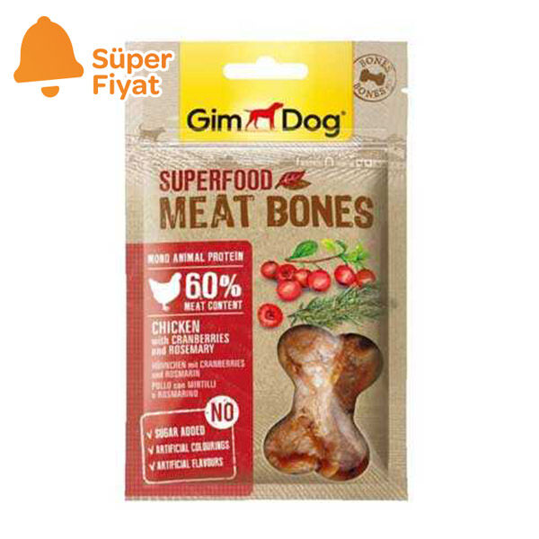 Gimdog MeatBones Tavuk Kızılcıklı ve Biberiyeli Köpek Ödül Maması 70gr