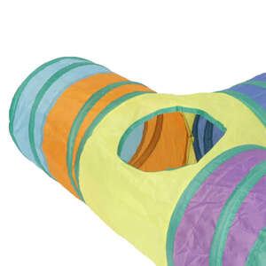 Herniks Üç Yollu T Şeklinde Katlanabilir Gökkuşağı Kedi Tüneli 82 cm - Thumbnail