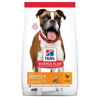 Hill's SCIENCE PLAN Light Tavuklu Orta Irk Yetişkin Köpek Maması 14kg