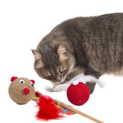 Markamama Kedi Oyuncağı Seti- Kırmızı - Thumbnail