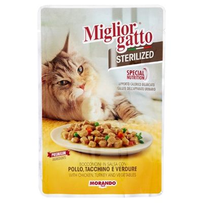 Miglior Tavuk Hindi Ve Sebzeli Kısırlaştırılmış Kedi Yaş Maması 85 GR