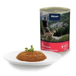 Obivan Düşük Tahıllı Kuzu Etli Pirinçli Ezme Köpek Konservesi 400 Gr x 12 Adet - Thumbnail