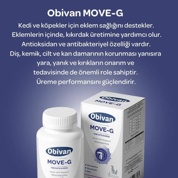 Obivan Move+G Glucosamine Kedi Ve Köpekler Için Eklem Ve Kas Desteği 75 Tablet