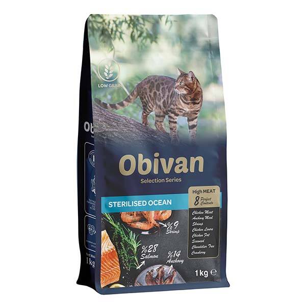 Obivan Low Grain Ocean Kısırlaştırılmış Kedi Maması 1 KG