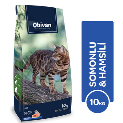 Obivan Somonlu ve Hamsili Yetişkin Kedi Maması 10 kg