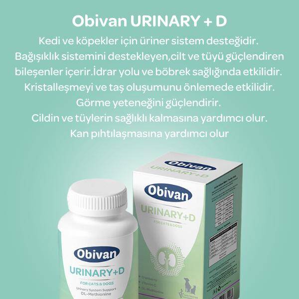 Obivan Urinary+d Kedi Ve Köpekler Için Üriner Sistem Desteği 75 Tablet