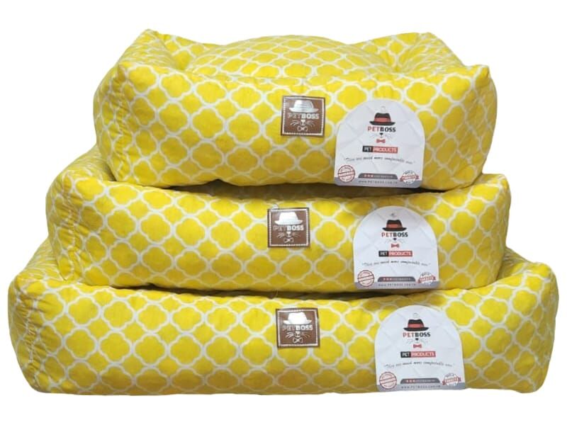 Petboss Sarı Desenli Kedi Köpek Yatağı Medium