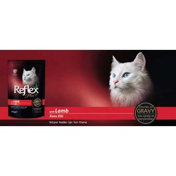 Reflex Plus Kuzulu Pouch Kedi Konserve Sos İçinde Et Parçacıklı 100 gr - Thumbnail