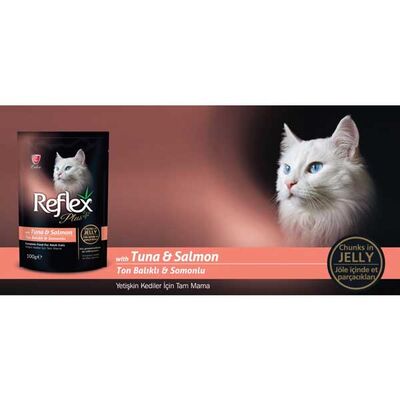 Reflex Plus Pouch Jelly Tuna ve Somonlu Jöleli Kedi Yaş Maması 100 Gr