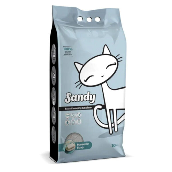 Sandy Cat Litter Doğal Sodyum Bentonit Marsilya Sabunlu Kedi Kumu 10 Kg