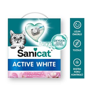 SaniCat Active White Lotus Ultra Topaklanan Kedi Kumu 6 LT - Thumbnail