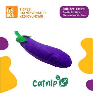 Tigres Venator Catnipli Patlıcan Şeklinde Kedi Oyuncağı - Thumbnail