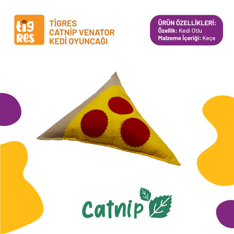 Tigres Venator Catnipli Pizza Şeklinde Kedi Oyuncağı