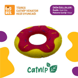 Tigres Venator Catnipli Sarı Donut Şeklinde Kedi Oyuncağı - Thumbnail