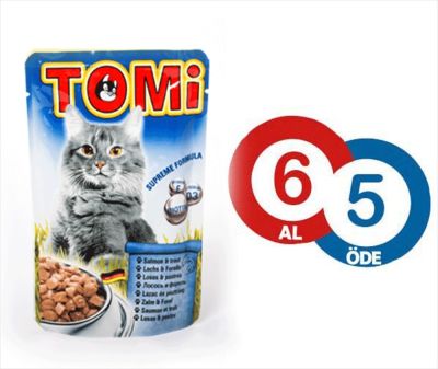 Tomi Somonlu Ve Alabalıklı Yaş Kedi Maması 100Gr 6 Al 5 Öde