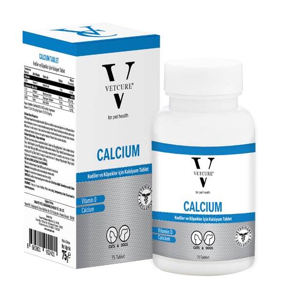 Vetcure Calcium Kedi ve Köpekler İçin Kalsiyum Desteği 75 Tablet