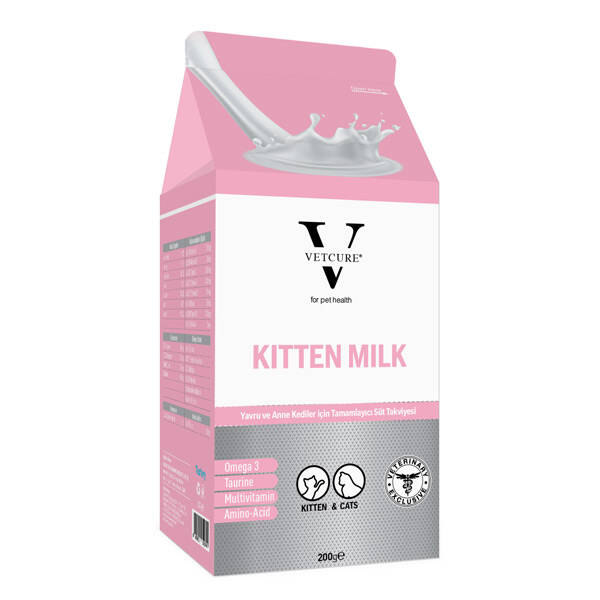 Vetcure Kitten Milk Yavru ve Anne Kedi İçin Tamamlayıcı Süt Tozu Takviyesi 200 gr