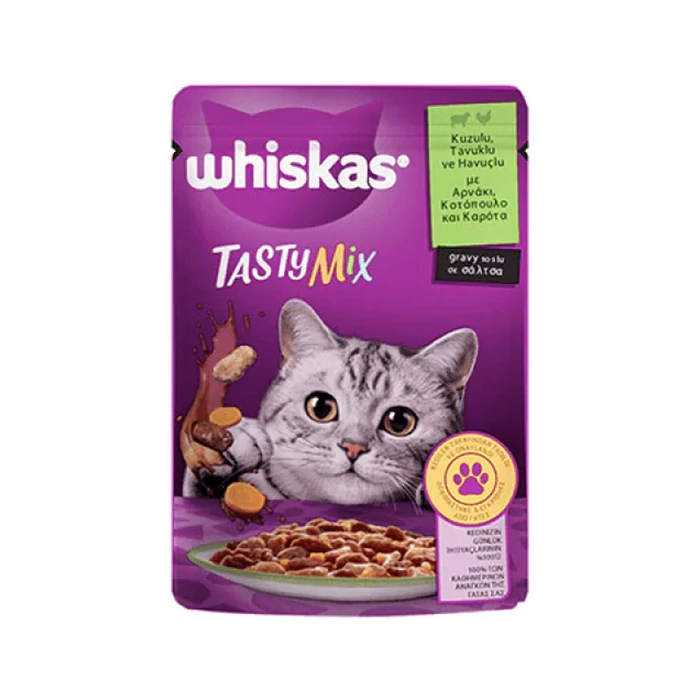 Whiskas Tasty Mix Kuzu Tavuk Havuçlu Kedi Yaş Maması 85 gr
